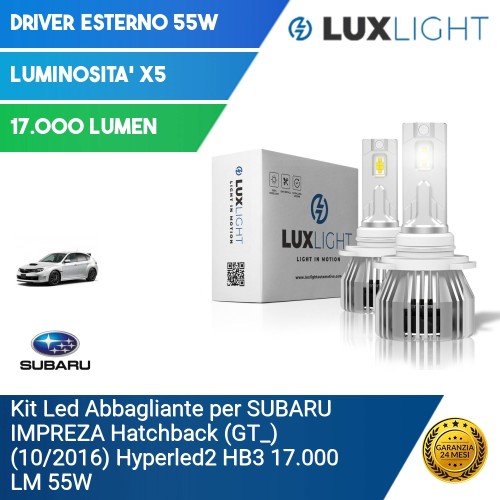 Kit Led Abbagliante per SUBARU IMPREZA Hatchback (GT_) (10/2016) Hyperled2 HB3 17.000 LM 55W