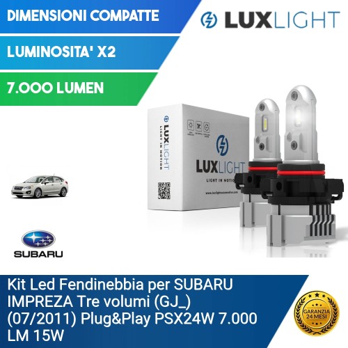Kit Led Fendinebbia per SUBARU IMPREZA Tre volumi (GJ_) (07/2011) Plug&Play PSX24W 7.000 LM 15W