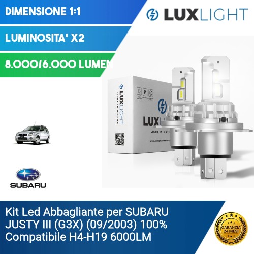 Kit Led Abbagliante per SUBARU JUSTY III (G3X) (09/2003) 100% Compatibile H4-H19 6000LM