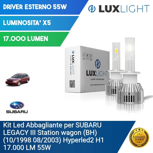 Kit Led Abbagliante per SUBARU LEGACY III Station wagon (BH) (10/1998 08/2003) Hyperled2 H1 17.000 LM 55W