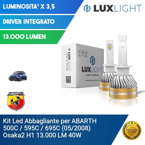 Kit Led Abbagliante per ABARTH 500C / 595C / 695C (05/2008) Osaka2 H1 13.000 LM 40W