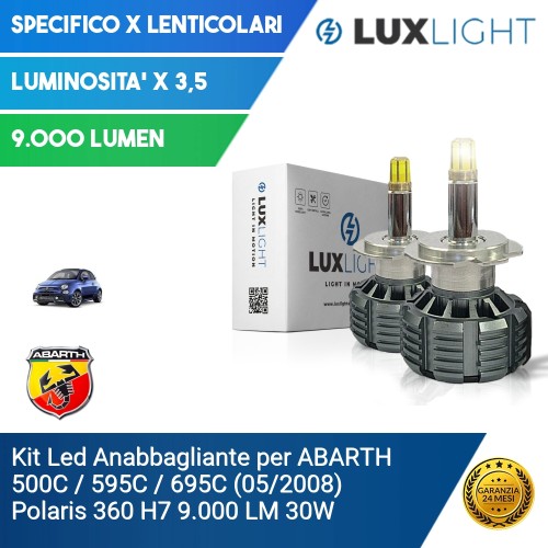 Kit Led Anabbagliante per ABARTH 500C / 595C / 695C (05/2008) Polaris 360 H7 9.000 LM 30W