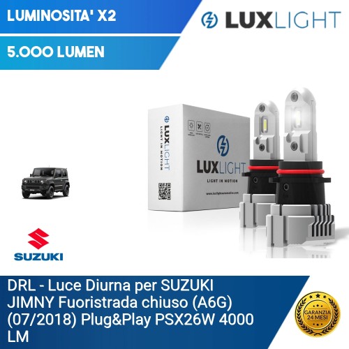 DRL - Luce Diurna per SUZUKI JIMNY Fuoristrada chiuso (A6G) (07/2018) Plug&Play PSX26W 4000 LM