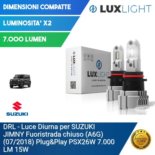 DRL - Luce Diurna per SUZUKI JIMNY Fuoristrada chiuso (A6G) (07/2018) Plug&Play PSX26W 7.000 LM 15W
