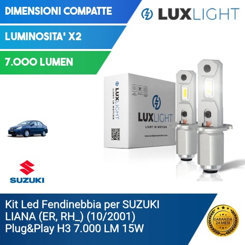 Kit Led Fendinebbia per SUZUKI LIANA (ER, RH_) (10/2001) Plug&Play H3 7.000 LM 15W