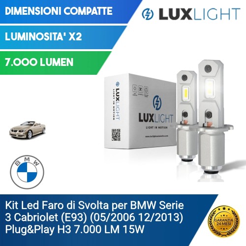 Kit Led Faro di Svolta per BMW Serie 3 Cabriolet (E93) (05/2006 12/2013) Plug&Play H3 7.000 LM 15W