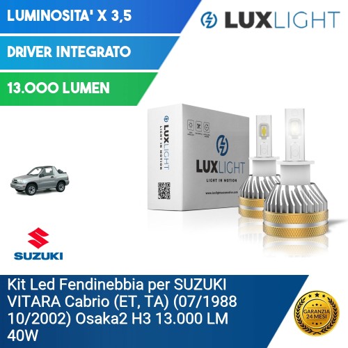 Kit Led Fendinebbia per SUZUKI VITARA Cabrio (ET, TA) (07/1988 10/2002) Osaka2 H3 13.000 LM 40W