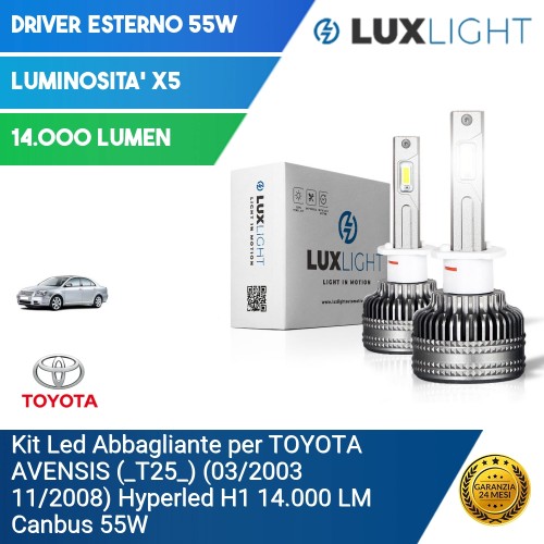 Kit Led Abbagliante per TOYOTA AVENSIS (_T25_) (03/2003 11/2008) Hyperled H1 14.000 LM Canbus 55W