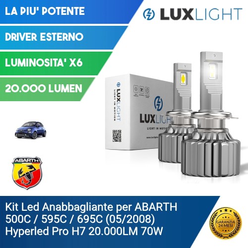 Kit Led Anabbagliante per ABARTH 500C / 595C / 695C (05/2008) Hyperled Pro H7 20.000LM 70W