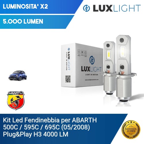 Kit Led Fendinebbia per ABARTH 500C / 595C / 695C (05/2008) Plug&Play H3 4000 LM