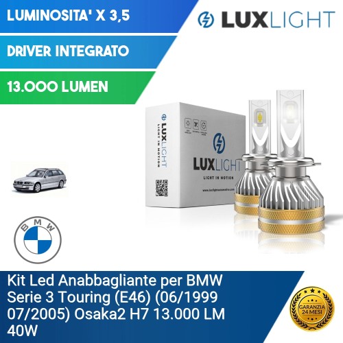 Kit Led Anabbagliante per BMW Serie 3 Touring (E46) (06/1999 07/2005) Osaka2 H7 13.000 LM 40W