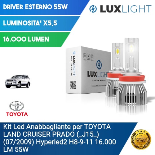 Kit Led Anabbagliante per TOYOTA LAND CRUISER PRADO (_J15_) (07/2009) Hyperled2 H8-9-11 16.000 LM 55W