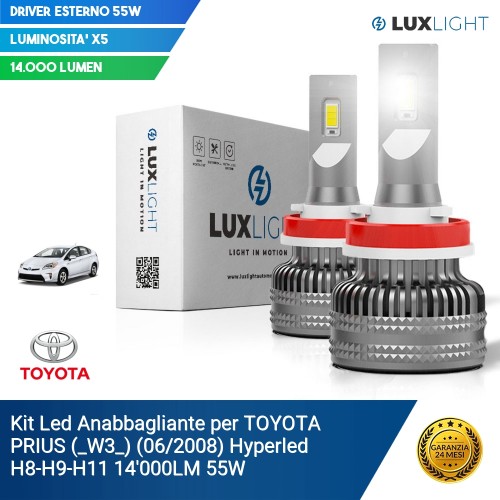 Kit Led Anabbagliante per TOYOTA PRIUS (_W3_) (06/2008) Hyperled H8-H9-H11 14'000LM 55W