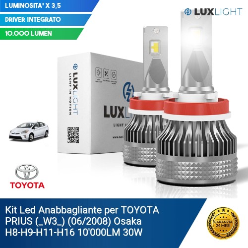 Kit Led Anabbagliante per TOYOTA PRIUS (_W3_) (06/2008) Osaka H8-H9-H11-H16 10'000LM 30W