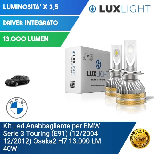 Kit Led Anabbagliante per BMW Serie 3 Touring (E91) (12/2004 12/2012) Osaka2 H7 13.000 LM 40W