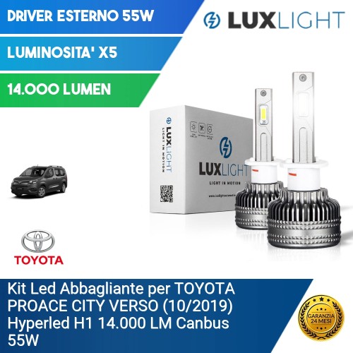 Kit Led Abbagliante per TOYOTA PROACE CITY VERSO (10/2019) Hyperled H1 14.000 LM Canbus 55W