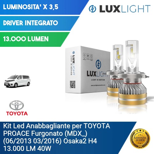 Kit Led Anabbagliante per TOYOTA PROACE Furgonato (MDX_) (06/2013 03/2016) Osaka2 H4 13.000 LM 40W
