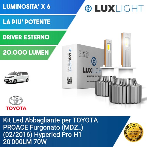 Kit Led Abbagliante per TOYOTA PROACE Furgonato (MDZ_) (02/2016) Hyperled Pro H1 20'000LM 70W