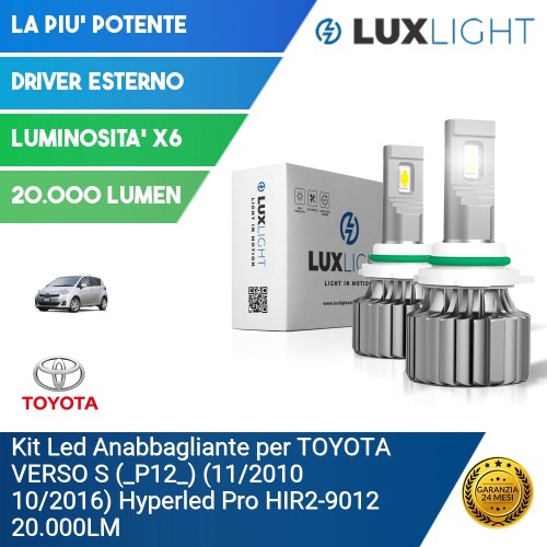 Kit Led Anabbagliante per TOYOTA VERSO S (_P12_) (11/2010 10/2016) Hyperled Pro HIR2-9012 20.000LM
