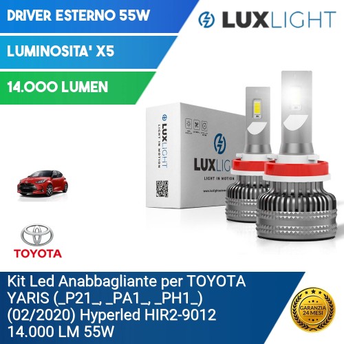 Kit Led Anabbagliante per TOYOTA YARIS (_P21_, _PA1_, _PH1_) (02/2020) Hyperled HIR2-9012 14.000 LM 55W