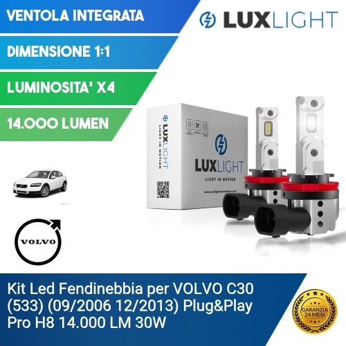 Kit Led Fendinebbia per VOLVO C30 (533) (09/2006 12/2013) Plug&Play Pro H8 14.000 LM 30W