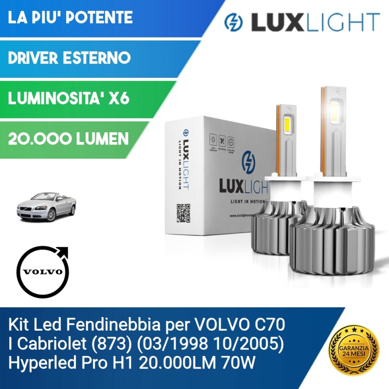 Kit Led Fendinebbia per VOLVO C70 I Cabriolet (873) (03/1998 10/2005) Hyperled Pro H1 20.000LM 70W