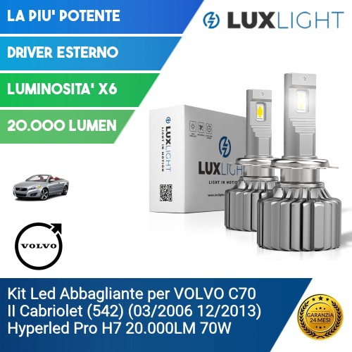 Kit Led Abbagliante per VOLVO C70 II Cabriolet (542) (03/2006 12/2013) Hyperled Pro H7 20.000LM 70W