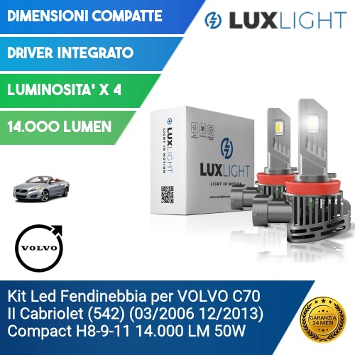 Kit Led Fendinebbia per VOLVO C70 II Cabriolet (542) (03/2006 12/2013) Compact H8-9-11 14.000 LM 50W