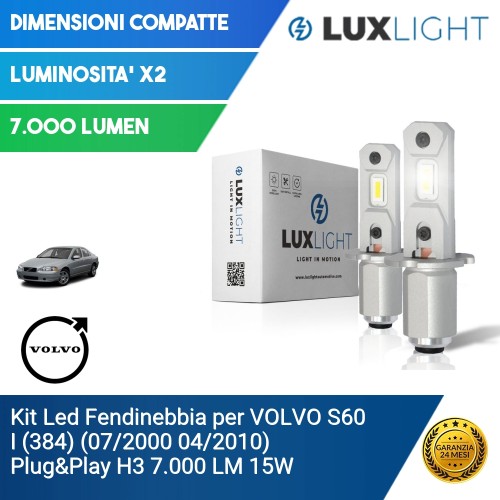 Kit Led Fendinebbia per VOLVO S60 I (384) (07/2000 04/2010) Plug&Play H3 7.000 LM 15W