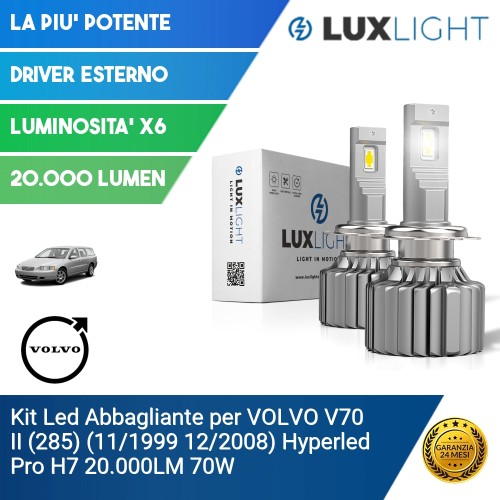 Kit Led Abbagliante per VOLVO V70 II (285) (11/1999 12/2008) Hyperled Pro H7 20.000LM 70W