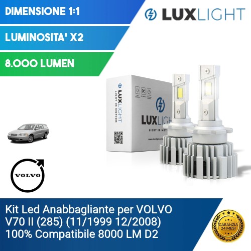 Kit Led Anabbagliante per VOLVO V70 II (285) (11/1999 12/2008) 100% Compatibile 8000 LM D2