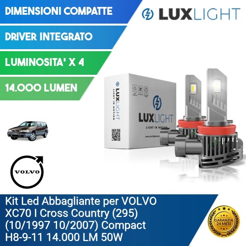 Kit Led Abbagliante per VOLVO XC70 I Cross Country (295) (10/1997 10/2007) Compact H8-9-11 14.000 LM 50W