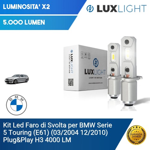 Kit Led Faro di Svolta per BMW Serie 5 Touring (E61) (03/2004 12/2010) Plug&Play H3 4000 LM