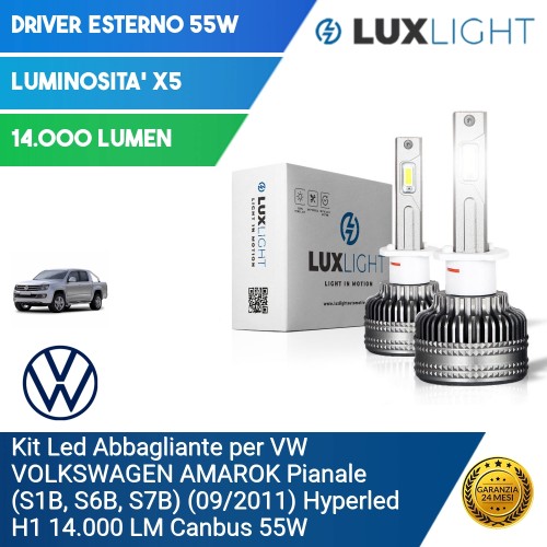 Kit Led Abbagliante per VW VOLKSWAGEN AMAROK Pianale (S1B, S6B, S7B) (09/2011) Hyperled H1 14.000 LM Canbus 55W