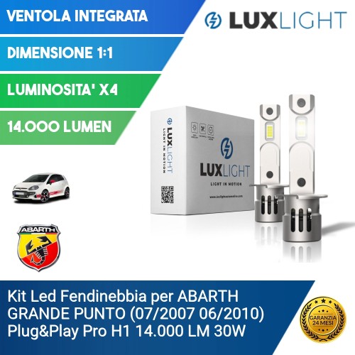 Kit Led Fendinebbia per ABARTH GRANDE PUNTO (07/2007 06/2010) Plug&Play Pro H1 14.000 LM 30W