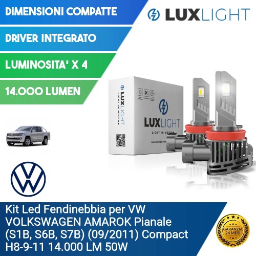 Kit Led Fendinebbia per VW VOLKSWAGEN AMAROK Pianale (S1B, S6B, S7B) (09/2011) Compact H8-9-11 14.000 LM 50W