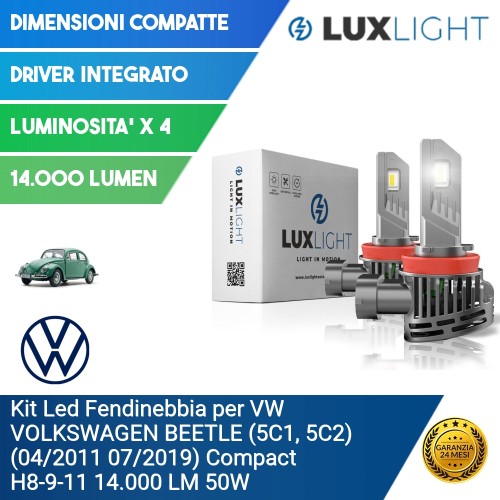 Kit Led Fendinebbia per VW VOLKSWAGEN BEETLE (5C1, 5C2) (04/2011 07/2019) Compact H8-9-11 14.000 LM 50W