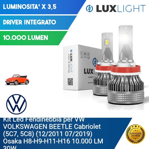 Kit Led Fendinebbia per VW VOLKSWAGEN BEETLE Cabriolet (5C7, 5C8) (12/2011 07/2019) Osaka H8-H9-H11-H16 10.000 LM 30W