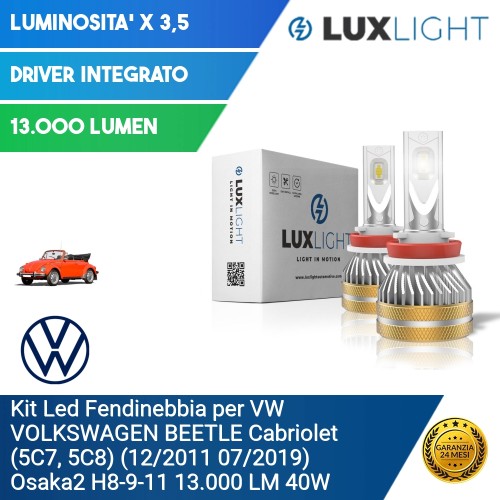 Kit Led Fendinebbia per VW VOLKSWAGEN BEETLE Cabriolet (5C7, 5C8) (12/2011 07/2019) Osaka2 H8-9-11 13.000 LM 40W