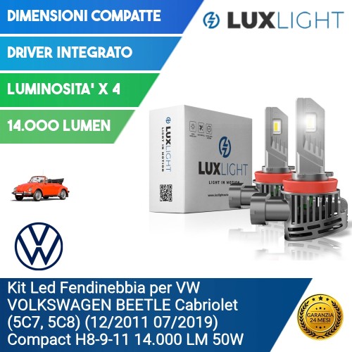 Kit Led Fendinebbia per VW VOLKSWAGEN BEETLE Cabriolet (5C7, 5C8) (12/2011 07/2019) Compact H8-9-11 14.000 LM 50W