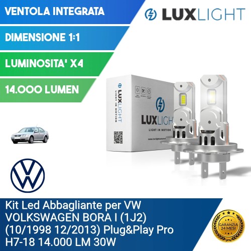 Kit Led Abbagliante per VW VOLKSWAGEN BORA I (1J2) (10/1998 12/2013) Plug&Play Pro H7-18 14.000 LM 30W