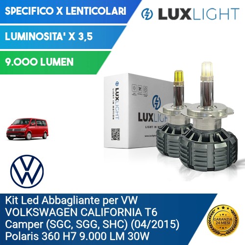 Kit Led Abbagliante per VW VOLKSWAGEN CALIFORNIA T6 Camper (SGC, SGG, SHC) (04/2015) Polaris 360 H7 9.000 LM 30W