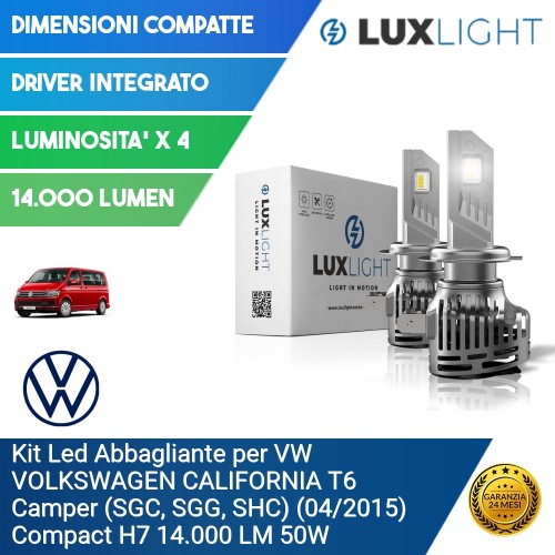 Kit Led Abbagliante per VW VOLKSWAGEN CALIFORNIA T6 Camper (SGC, SGG, SHC) (04/2015) Compact H7 14.000 LM 50W