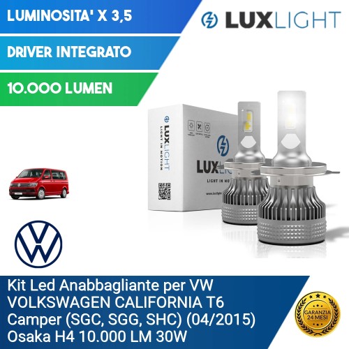 Kit Led Anabbagliante per VW VOLKSWAGEN CALIFORNIA T6 Camper (SGC, SGG, SHC) (04/2015) Osaka H4 10.000 LM 30W