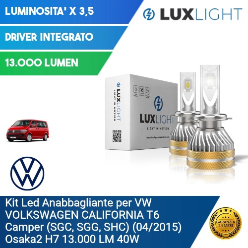 Kit Led Anabbagliante per VW VOLKSWAGEN CALIFORNIA T6 Camper (SGC, SGG, SHC) (04/2015) Osaka2 H7 13.000 LM 40W