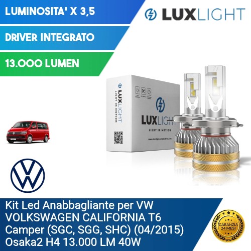 Kit Led Anabbagliante per VW VOLKSWAGEN CALIFORNIA T6 Camper (SGC, SGG, SHC) (04/2015) Osaka2 H4 13.000 LM 40W