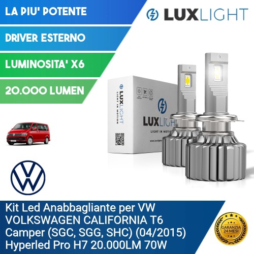 Kit Led Anabbagliante per VW VOLKSWAGEN CALIFORNIA T6 Camper (SGC, SGG, SHC) (04/2015) Hyperled Pro H7 20.000LM 70W