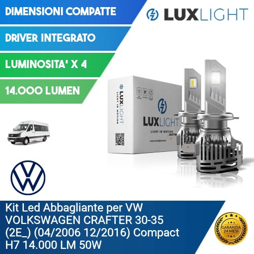 Kit Led Abbagliante per VW VOLKSWAGEN CRAFTER 30-35 (2E_) (04/2006 12/2016) Compact H7 14.000 LM 50W