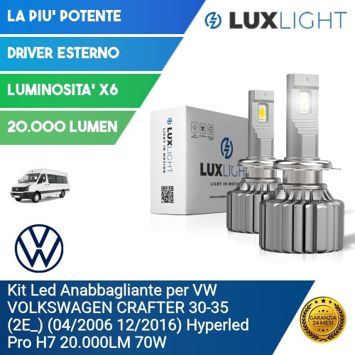 Kit Led Anabbagliante per VW VOLKSWAGEN CRAFTER 30-35 (2E_) (04/2006 12/2016) Hyperled Pro H7 20.000LM 70W