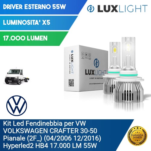 Kit Led Fendinebbia per VW VOLKSWAGEN CRAFTER 30-50 Pianale (2F_) (04/2006 12/2016) Hyperled2 HB4 17.000 LM 55W